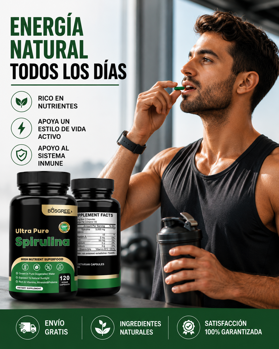 Espirulina Ultra Pura — desintoxica tu cuerpo, refuerza tus defensas y recupera tu energía desde la primera semana