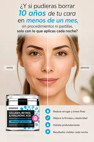 Piel firme y sin arrugas en 4 semanas — GOHOSO Crema Colágeno + Retinol + Hialurónico